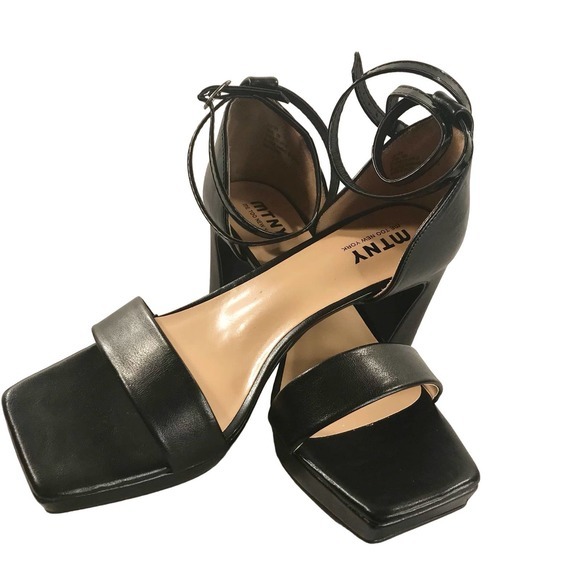 NWT 10M Black MTNY 3” Heel Open Toe Ankle Strap Scandal - Picture 6 of 6